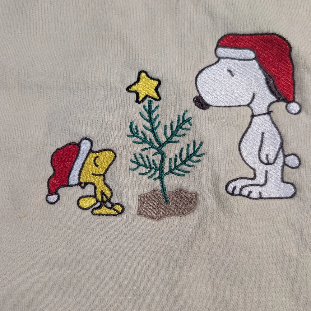 Gildan Cream Snoopy Holiday Crewneck Sweater
